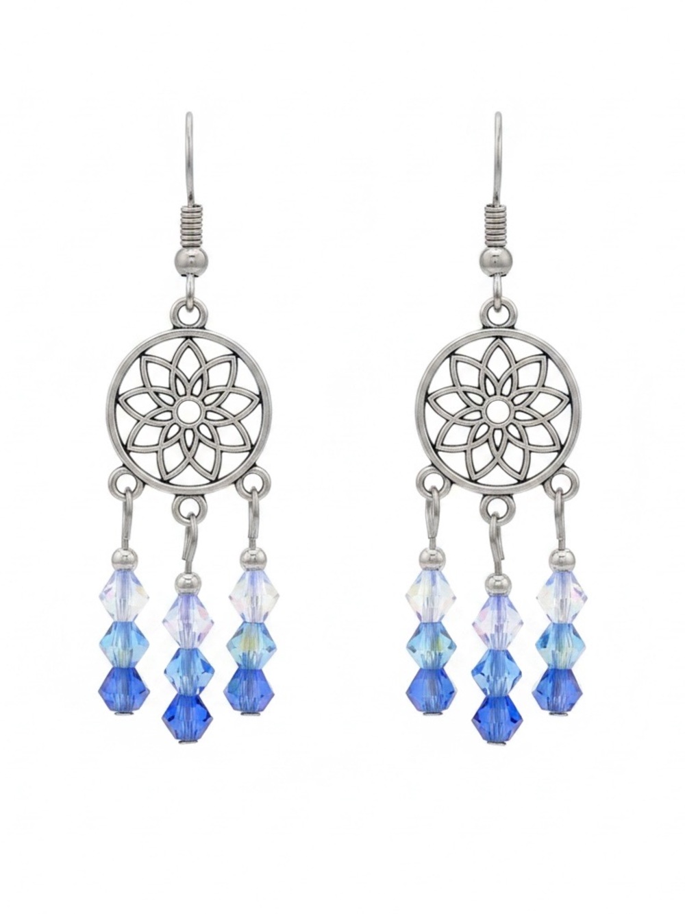 Morning Glory Precosia Aurora Borealis Crystal Chandelier Earrings